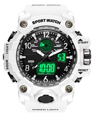 腕時計 メンズ デジタル 時計 スポーツ ストップウォッチ 水対応 ファション ミリタリースタイル ランニングウォッチ デュアルタイム 両地時間表示 アラーム 目ざまし時計 夜光 50メートル防水 防塵防振 ブラック 日本語説明書付き 2024